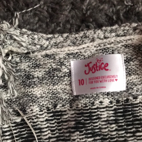 Justice White and Grey fuzzy Cardigan - Picture 2 of 4